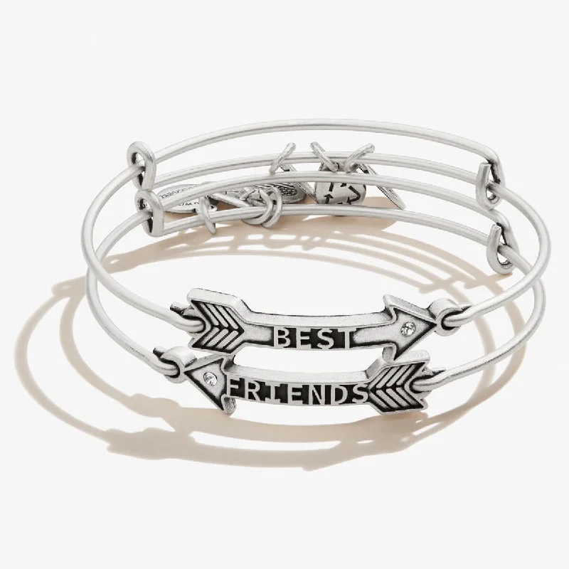 Gold Bangle Bracelets for Women-Best Friends Arrow Charm Bangles, Set of 2