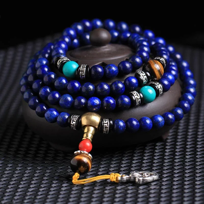 Men's Bracelet for Special Gifts-Buddha Stones 108 Beads Lazurite Positive Bracelet Mala Men's Bracelet for Special Gifts-Buddha Stones 108 Beads Lazurite Positive Bracelet Mala