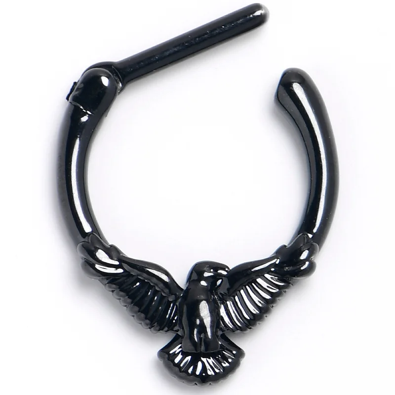 Women's Earrings – Elegant Designs for Every Personality--16 Gauge 5/16 Black Raven Bird Cartilage Clicker Women's Earrings – Elegant Designs for Every Personality--16 Gauge 5/16 Black Raven Bird Cartilage Clicker