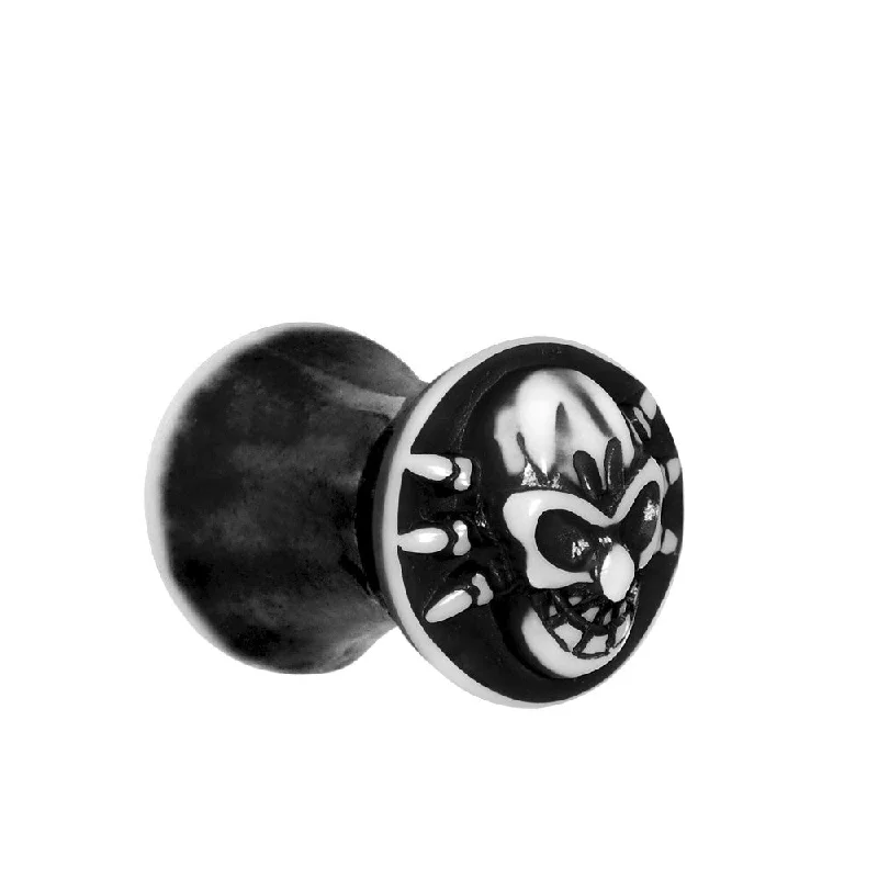 Women's Earrings – Elegant Designs for Every Personality--2 Gauge Black White Resin Skull Saddle Plug