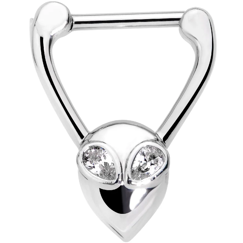 Nose Rings with Star Shape -16 Gauge 3/8 Clear Gem Alien Septum Clicker