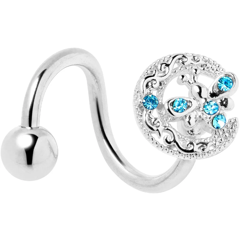 Women's Earrings – Elegant Designs for Every Personality--Blue Gem Lunar Dragonfly Spiral Twister Belly Ring