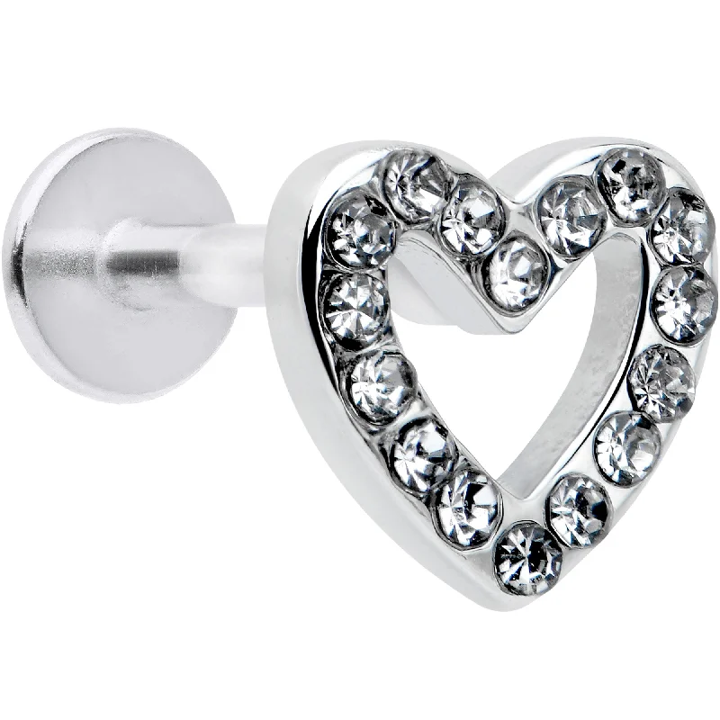 Stunning Lip Rings with Dazzling Stones16 Gauge 5/16 Clear Gem Open Heart Valentine Labret Monroe Tragus Stunning Lip Rings with Dazzling Stones16 Gauge 5/16 Clear Gem Open Heart Valentine Labret Monroe Tragus