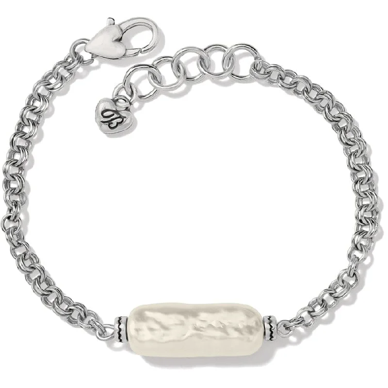 Fashion Bangles for Women with Charms-Pebble Pearl Double Link Bracelet