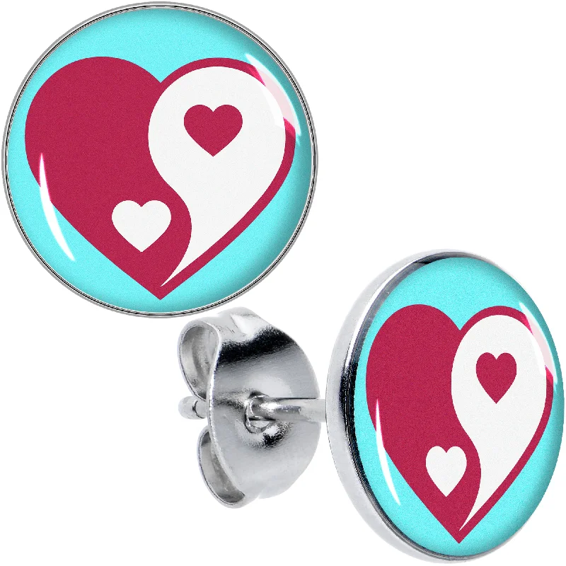 Women's Earrings – Elegant Designs for Every Personality--Love Yin Yang Heart Stud Earrings Women's Earrings – Elegant Designs for Every Personality--Love Yin Yang Heart Stud Earrings