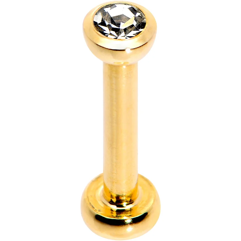 Women's Earrings – Elegant Designs for Every Personality--Clear 2mm Gem Gold Tone Internally Threaded Cartilage Earring