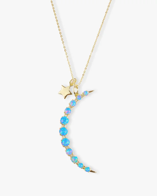 Shop Classic Women's  Necklaces & Pendants with a Modern Twist-"What Dreams are Made of" Necklace - Gold|Blue Opal