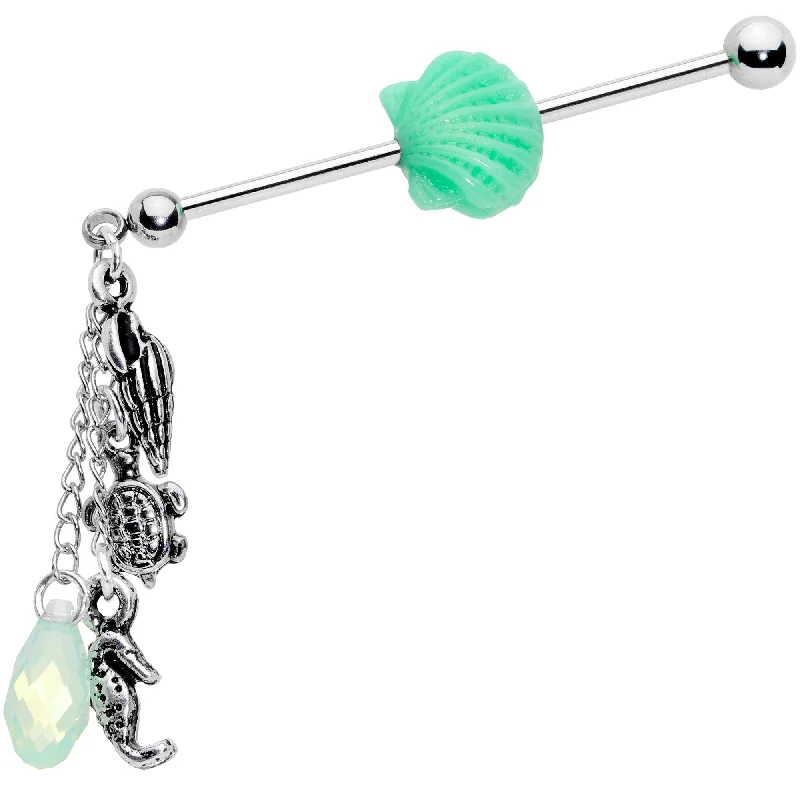 Women's Earrings – Elegant Designs for Every Personality--Mermaids Treasure Industrial Barbell Created with Crystals