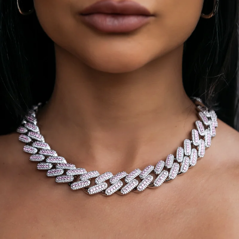 Shop Classic Women's Necklaces & Pendants with a Modern Twist-Pink Diamond Cuban Necklace- 19mm Shop Classic Women's Necklaces & Pendants with a Modern Twist-Pink Diamond Cuban Necklace- 19mm