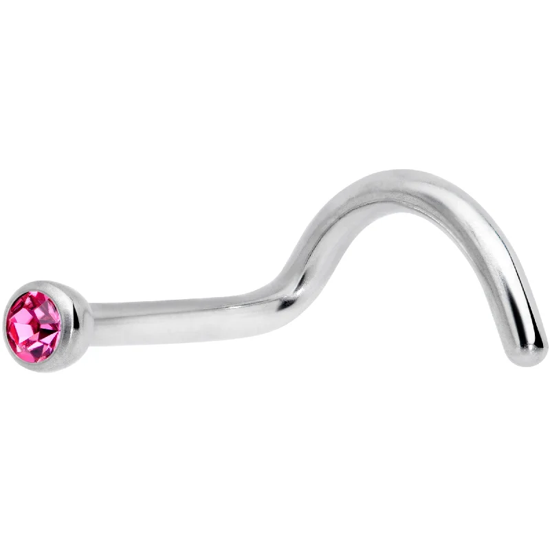 Stylish and Affordable Nose Rings -18 Gauge Pink 2mm Grade 23 Titanium Press Fit Left Nose Ring Screw Stylish and Affordable Nose Rings -18 Gauge Pink 2mm Grade 23 Titanium Press Fit Left Nose Ring Screw
