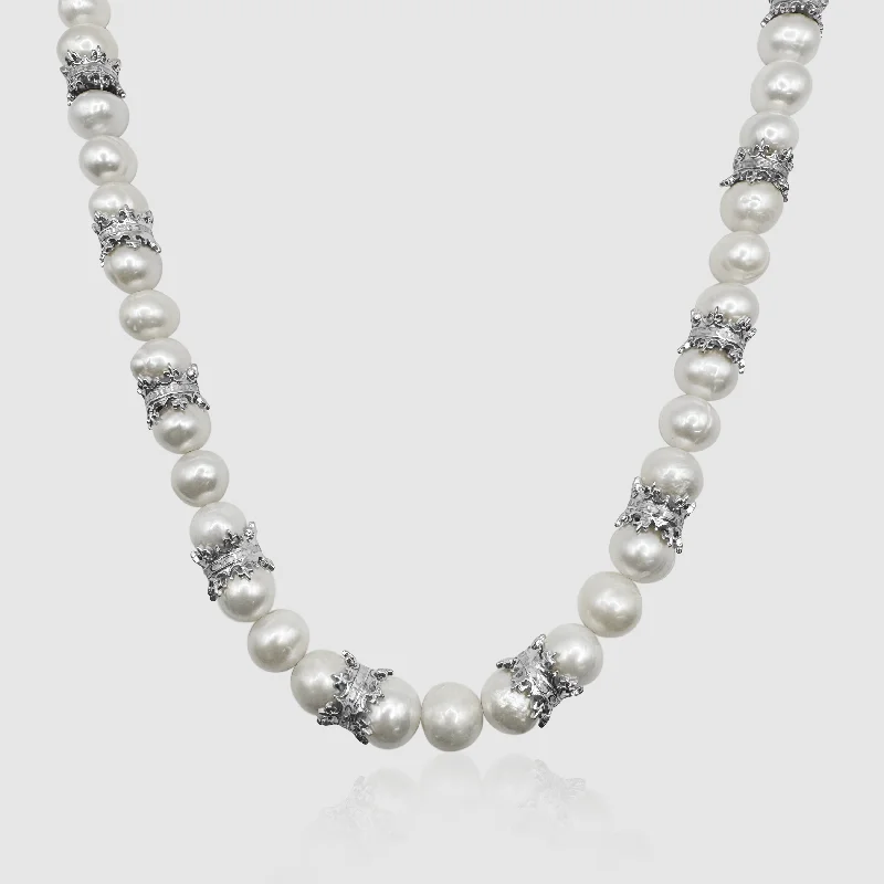 Exclusive Men's Necklaces & Pendants for the Modern Gentleman-Crown Real Pearl Necklace (Silver) Exclusive Men's Necklaces & Pendants for the Modern Gentleman-Crown Real Pearl Necklace (Silver)