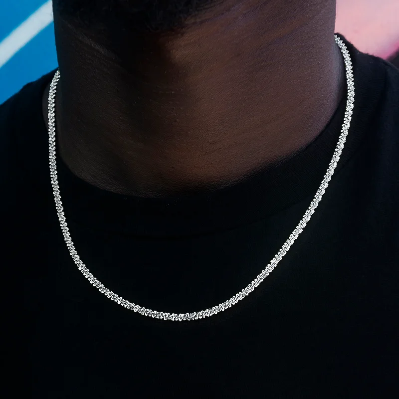 Exclusive Men's Necklaces & Pendants for the Modern Gentleman-Popcorn Chain in White Gold- 4mm Exclusive Men's Necklaces & Pendants for the Modern Gentleman-Popcorn Chain in White Gold- 4mm
