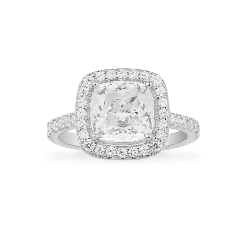 Chic Women's Rings for Fashion-Forward Looks-Square Pavé Ring
