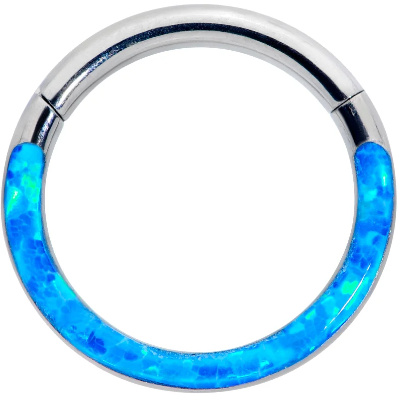 Comfortable and Stylish Nose Rings -16 Gauge 5/16 Blue Synthetic Opal Implant Grade Titanium Segment Ring Comfortable and Stylish Nose Rings -16 Gauge 5/16 Blue Synthetic Opal Implant Grade Titanium Segment Ring