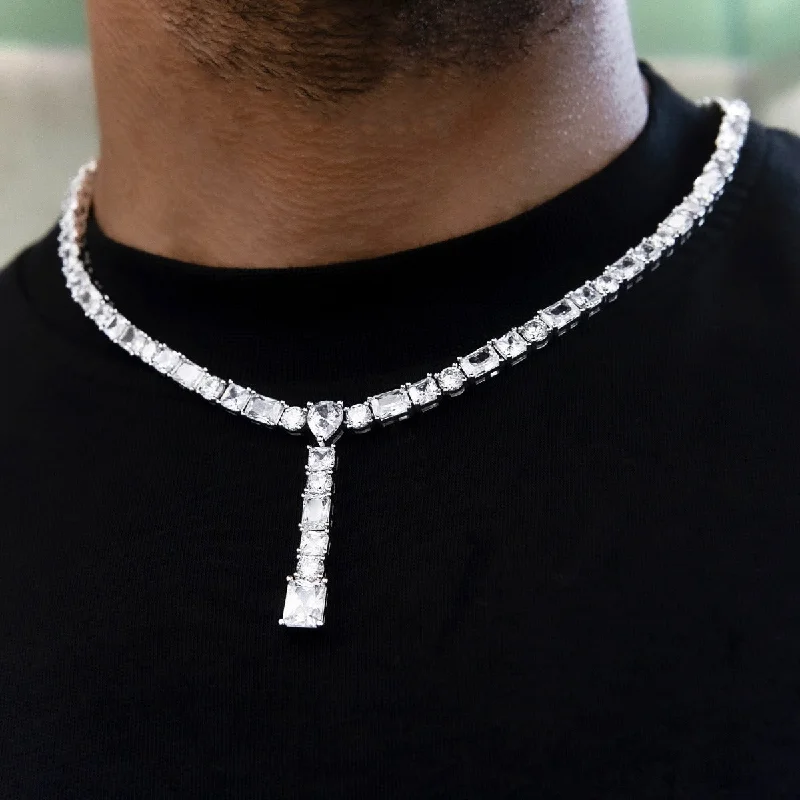 Exclusive Men's Necklaces & Pendants for the Modern Gentleman-Multi Diamond Lariat Chain in White Gold Exclusive Men's Necklaces & Pendants for the Modern Gentleman-Multi Diamond Lariat Chain in White Gold