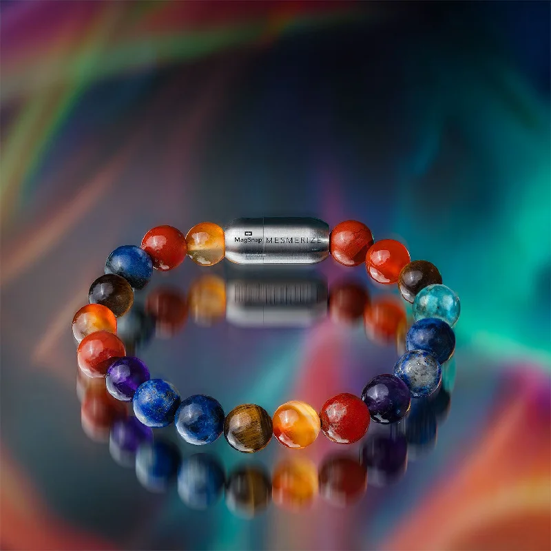 Men's Bracelets with Religious Charms-Multi Chakra Natural Stone Bracelet with MagSnap 2 Men's Bracelets with Religious Charms-Multi Chakra Natural Stone Bracelet with MagSnap 2