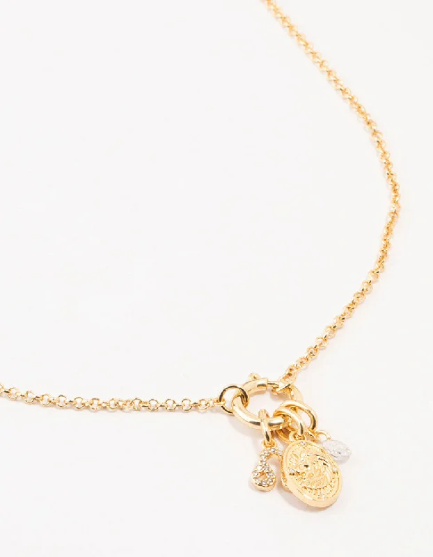 Shop Classic Women's  Necklaces & Pendants with a Modern Twist-Gold Plated Leo Charm Necklace