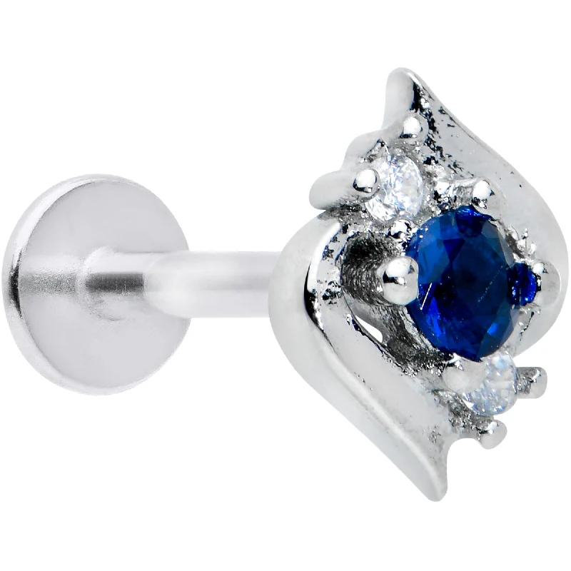 Bold Lip Rings for Fashion-Forward Women16 Gauge 5/16 Clear Blue Gem Oval Swirl Labret Monroe Tragus