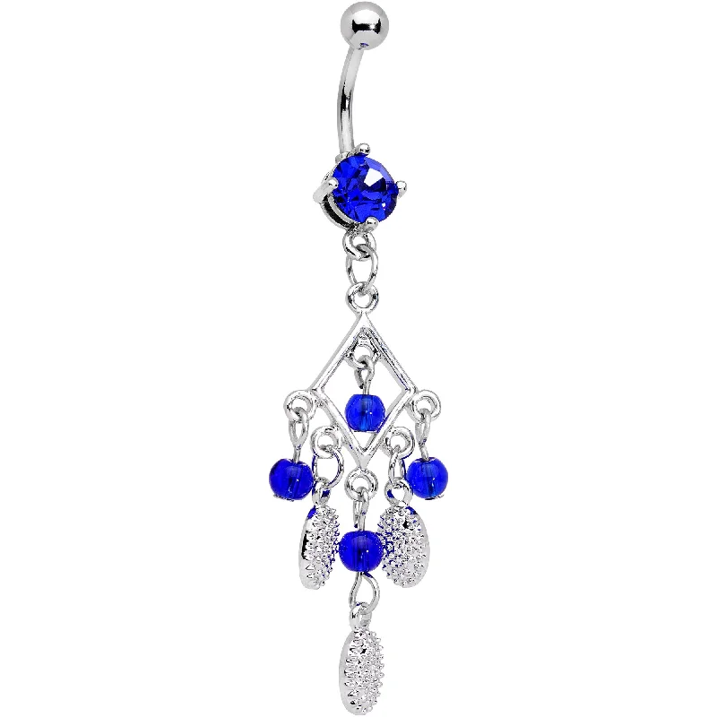 Belly Rings with Simple and Elegant Designs -Blue CZ Gem Hip Chandelier Dangle Belly Ring Belly Rings with Simple and Elegant Designs -Blue CZ Gem Hip Chandelier Dangle Belly Ring