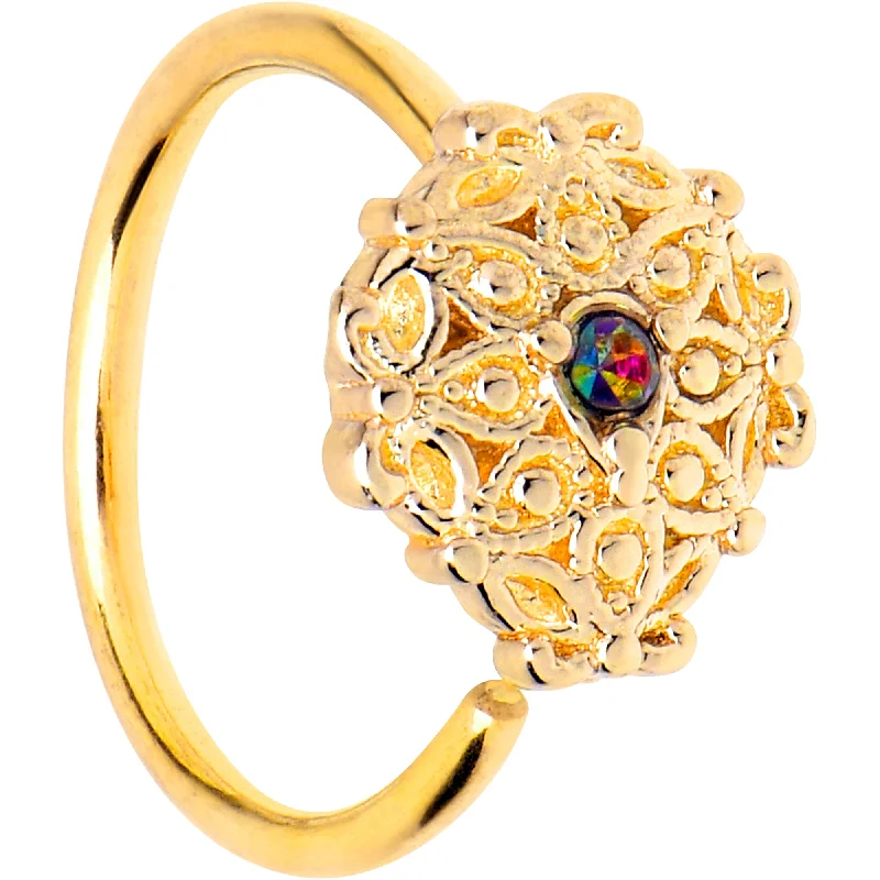 Nose Rings for Glam Looks -20 Gauge 5/16 Vitrail Gem Gold Tone Blossom Bloom Nose Hoop Nose Rings for Glam Looks -20 Gauge 5/16 Vitrail Gem Gold Tone Blossom Bloom Nose Hoop