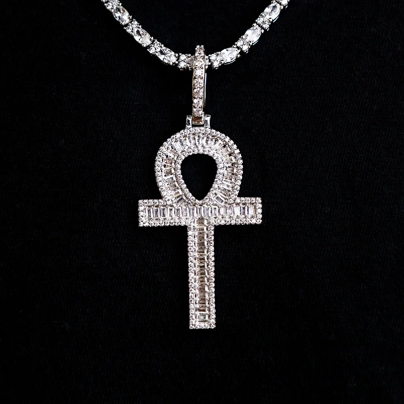 Exclusive Men's Necklaces & Pendants for the Modern Gentleman-Diamond Baguette Ankh Cross Pendant in White Gold Exclusive Men's Necklaces & Pendants for the Modern Gentleman-Diamond Baguette Ankh Cross Pendant in White Gold