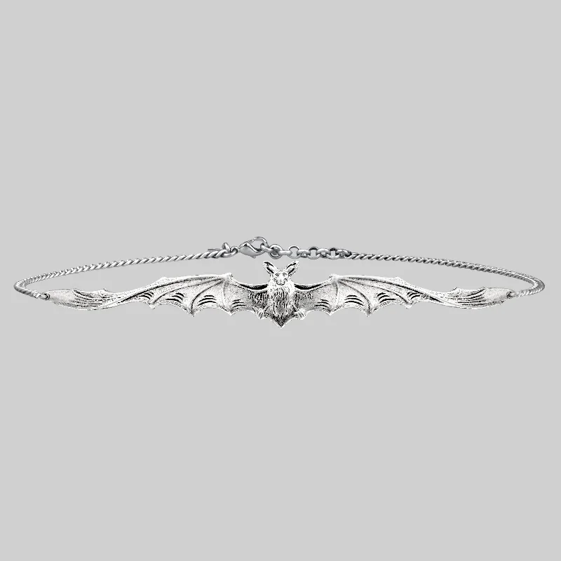 Shop Classic Women's Necklaces & Pendants with a Modern Twist-LILITH. Silver Bat Choker Shop Classic Women's Necklaces & Pendants with a Modern Twist-LILITH. Silver Bat Choker