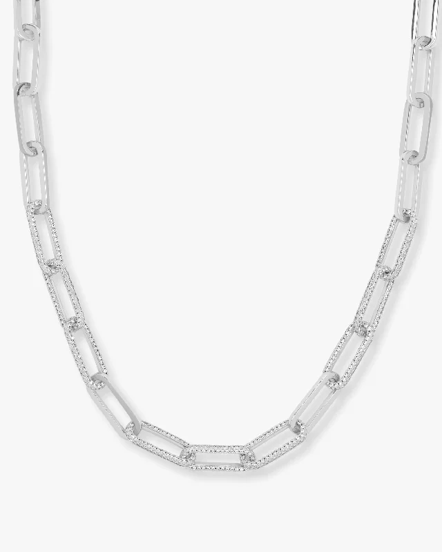 Shop Classic Women's  Necklaces & Pendants with a Modern Twist-Carrie Pavé Chain Necklace - Silver|White Diamondettes