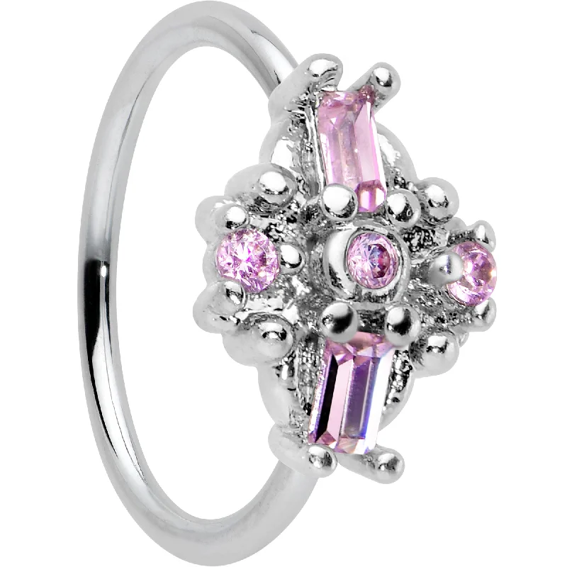 Nose Rings for Beautiful Fashion Statement -20 Gauge 5/16 Pink Gem Opulent Cross Nose Hoop Nose Rings for Beautiful Fashion Statement -20 Gauge 5/16 Pink Gem Opulent Cross Nose Hoop