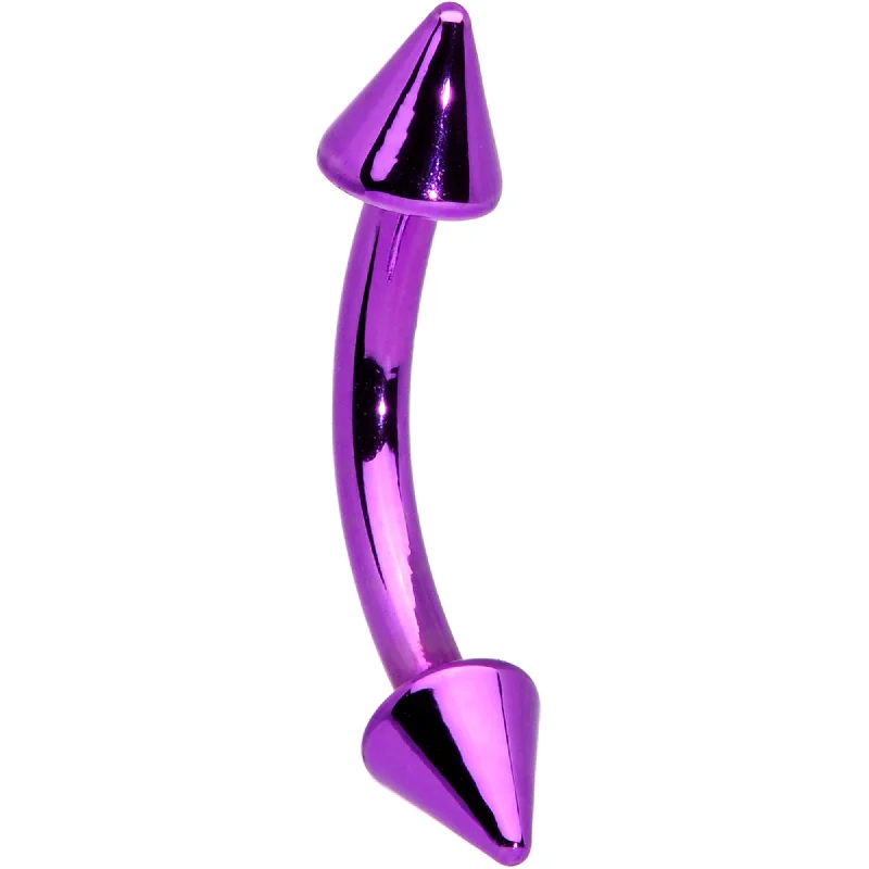 Comfortable Lip Rings with Adjustable Fit16 Gauge 5/16 Purple Punk Cone Ends Curved Eyebrow Ring