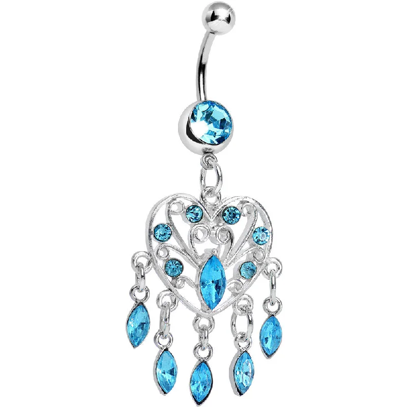 Belly Rings with Stylish Touch for Modern Women -Aqua Gem Shimmering Teardrop Heart Dangle Belly Ring Belly Rings with Stylish Touch for Modern Women -Aqua Gem Shimmering Teardrop Heart Dangle Belly Ring