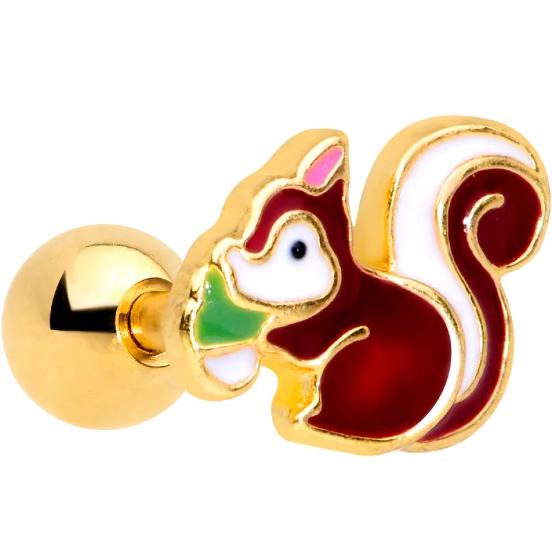 Women's Earrings – Elegant Designs for Every Personality--16 Gauge 1/4 Gold Tone Snacking Squirrel Cartilage Tragus Earring Women's Earrings – Elegant Designs for Every Personality--16 Gauge 1/4 Gold Tone Snacking Squirrel Cartilage Tragus Earring