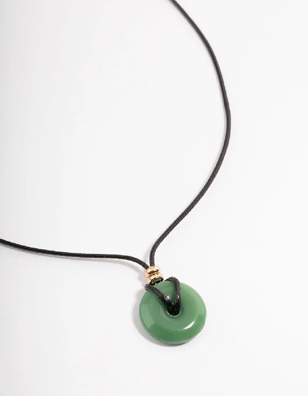 Shop Classic Women's Necklaces & Pendants with a Modern Twist-Gold Jade Donut Cord Necklace Shop Classic Women's Necklaces & Pendants with a Modern Twist-Gold Jade Donut Cord Necklace