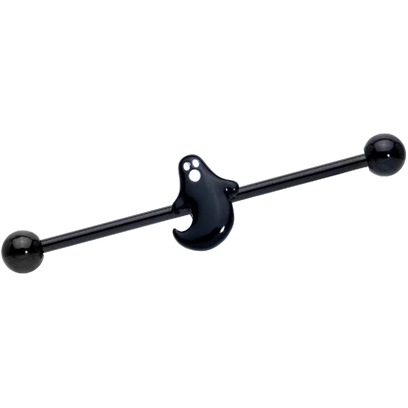 Women's Earrings – Elegant Designs for Every Personality--14 Gauge Black Howling Ghost Halloween Industrial Barbell 38mm
