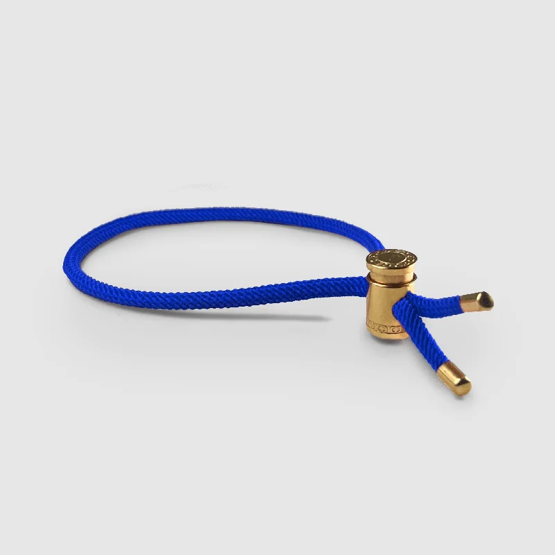 Men's Bracelets with Inspirational Messages-Cobalt Blue Cord Toggle Bracelet (Gold)