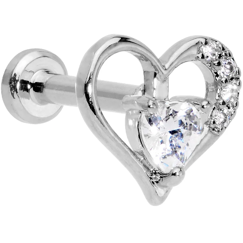 Lip Rings for Every Piercing Style16 Gauge 1/4 Clear CZ Gem Airy Heart Internally Threaded Labret Lip Rings for Every Piercing Style16 Gauge 1/4 Clear CZ Gem Airy Heart Internally Threaded Labret