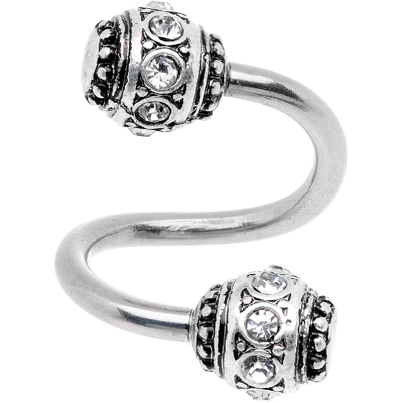 Unique Belly Rings with Artistic Design -Clear CZ Gem Festival Season Spiral Twister Belly Ring Unique Belly Rings with Artistic Design -Clear CZ Gem Festival Season Spiral Twister Belly Ring