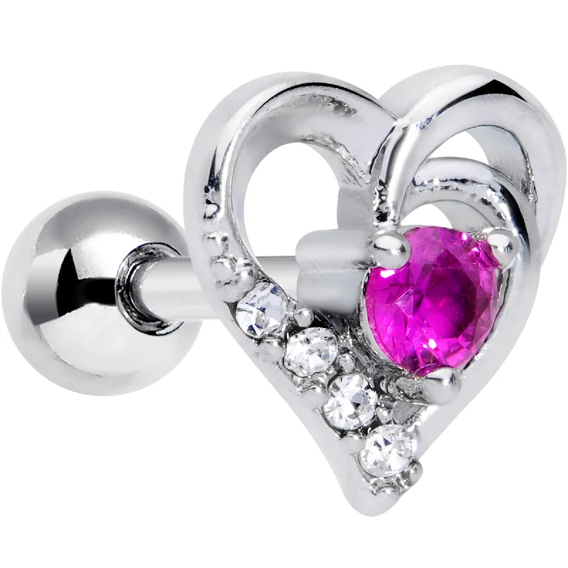 Women's Earrings – Elegant Designs for Every Personality--16 Gauge 1/4 Clear Pink Gem Swirling Heart Valentine Cartilage Tragus Women's Earrings – Elegant Designs for Every Personality--16 Gauge 1/4 Clear Pink Gem Swirling Heart Valentine Cartilage Tragus