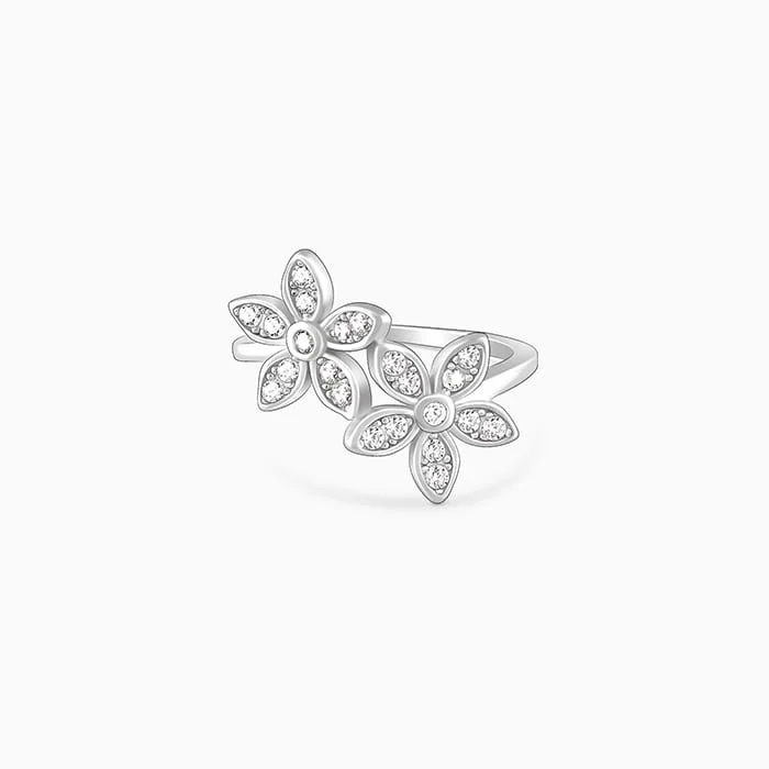 Chic Women's Rings for Fashion-Forward Looks-Silver Love's Flower Ring