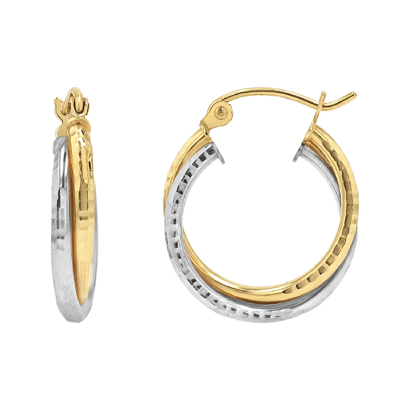 Women's Earrings – Elegant Designs for Every Personality--Two-Tone Double Hoop Earrings
