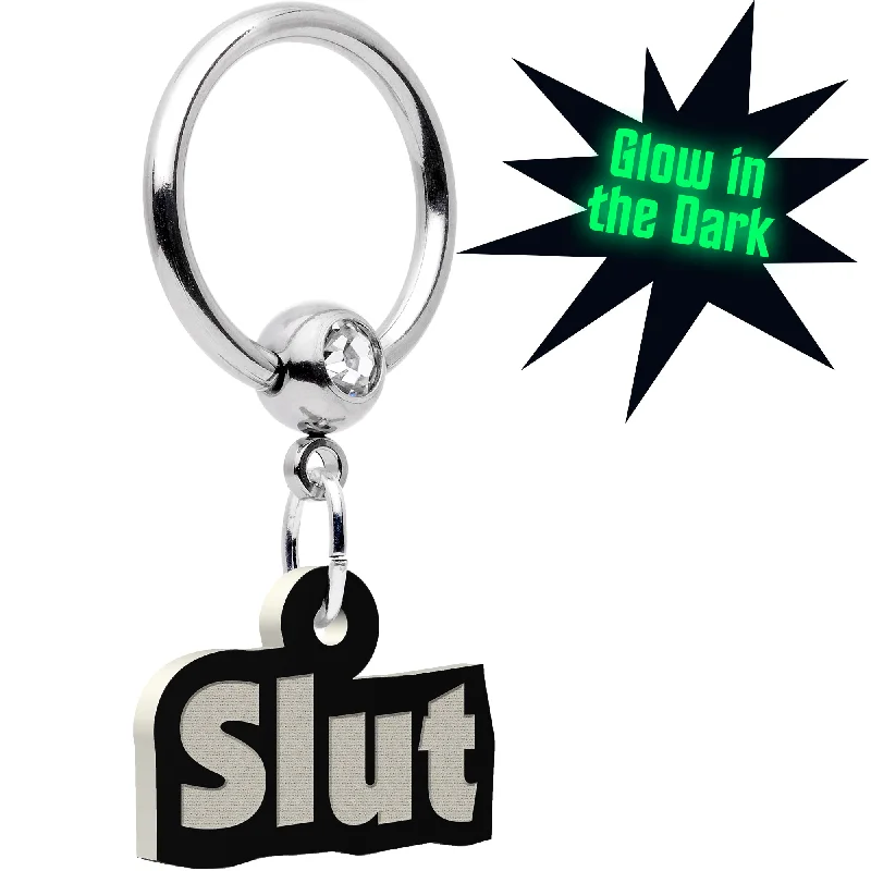 Stunning Designer Lip Rings for Bold Fashion14 Gauge 1/2 Clear Gem Glow in the Dark Slut Dangle Captive Ring Stunning Designer Lip Rings for Bold Fashion14 Gauge 1/2 Clear Gem Glow in the Dark Slut Dangle Captive Ring