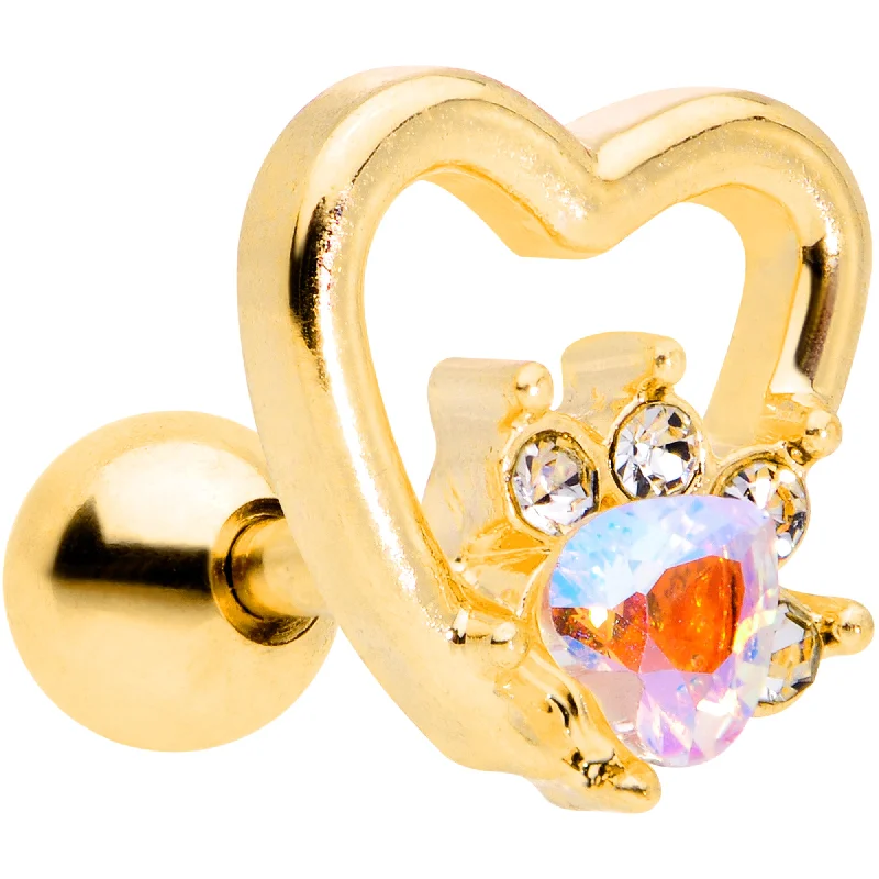 Women's Earrings – Elegant Designs for Every Personality--16 Gauge 1/4 Aurora Gem Gold Tone Hollow Heart Cartilage Tragus Women's Earrings – Elegant Designs for Every Personality--16 Gauge 1/4 Aurora Gem Gold Tone Hollow Heart Cartilage Tragus