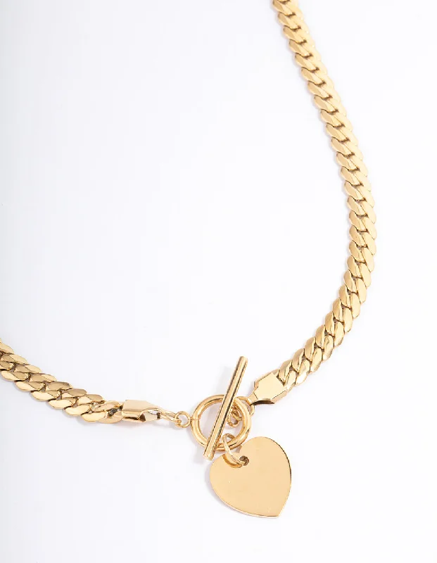 Shop Classic Women's Necklaces & Pendants with a Modern Twist-Waterproof Gold Plated Stainless Steel Heart FOB Flat Chain Necklace Shop Classic Women's Necklaces & Pendants with a Modern Twist-Waterproof Gold Plated Stainless Steel Heart FOB Flat Chain Necklace