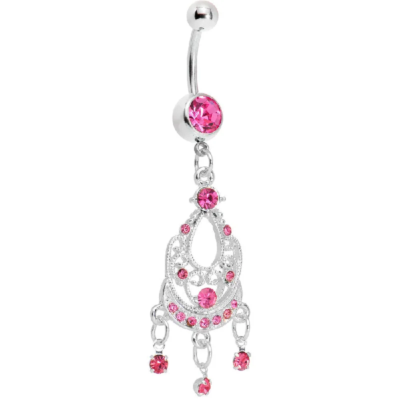 Trendy Belly Rings for Statement Designs -Pink Victorian Enchantment Chandelier Belly Ring Trendy Belly Rings for Statement Designs -Pink Victorian Enchantment Chandelier Belly Ring