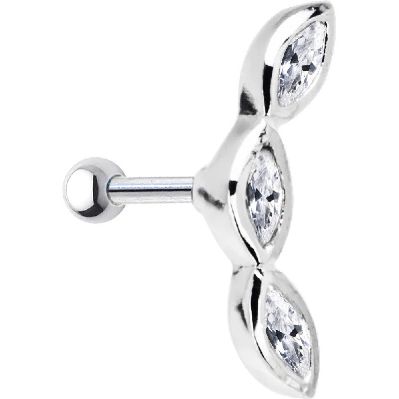 Women's Earrings – Elegant Designs for Every Personality--925 Silver Clear Teardrop CZ Right Cartilage Earring