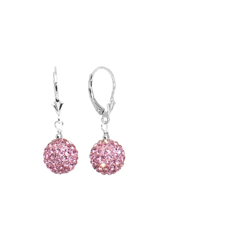Women's Earrings – Elegant Designs for Every Personality--10mm Pink Crystal Ball Sterling Silver Leverback Earrings Women's Earrings – Elegant Designs for Every Personality--10mm Pink Crystal Ball Sterling Silver Leverback Earrings