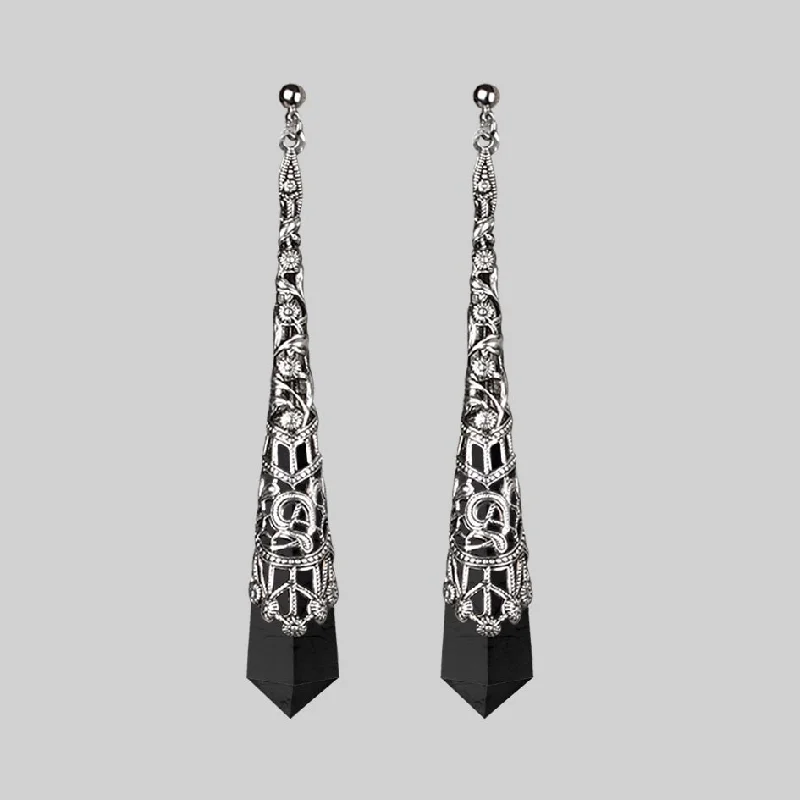 Women's Earrings – Elegant Designs for Every Personality--FAITH. Gemstone Drop Earrings - Silver