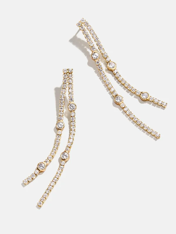 Women's Earrings – Elegant Designs for Every Personality--Lyanna 18K Gold Drop Earrings - Gold/Pavé