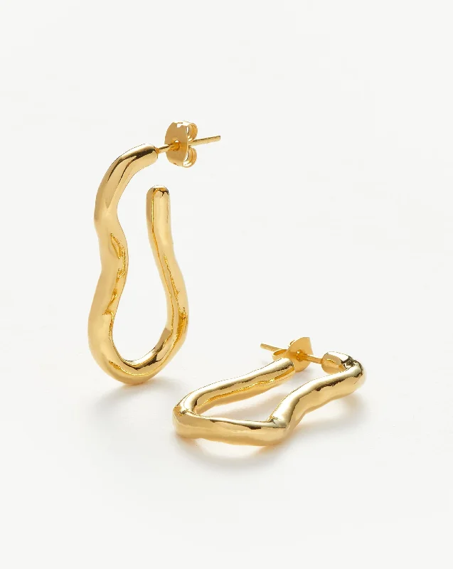 Women's Earrings – Elegant Designs for Every Personality--Molten Ovate Hoop Earrings