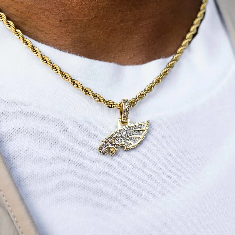 Exclusive Men's Necklaces & Pendants for the Modern Gentleman-Philadelphia Eagles Official NFL Micro Logo Pendant - Yellow Gold Exclusive Men's Necklaces & Pendants for the Modern Gentleman-Philadelphia Eagles Official NFL Micro Logo Pendant - Yellow Gold