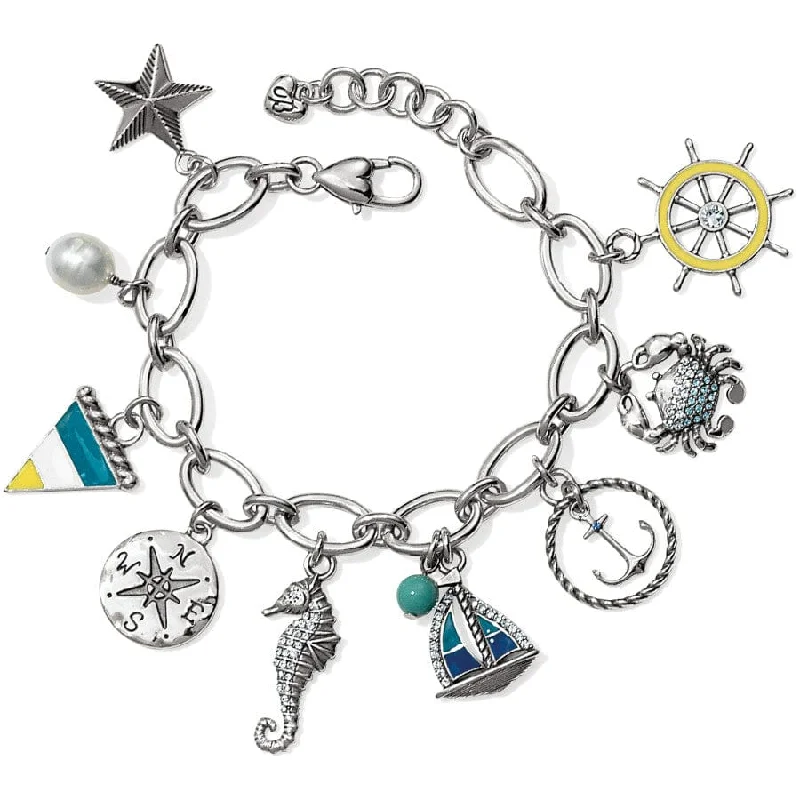 Gold and Silver Wedding Bangles for Women-Blue Water Charm Bracelet